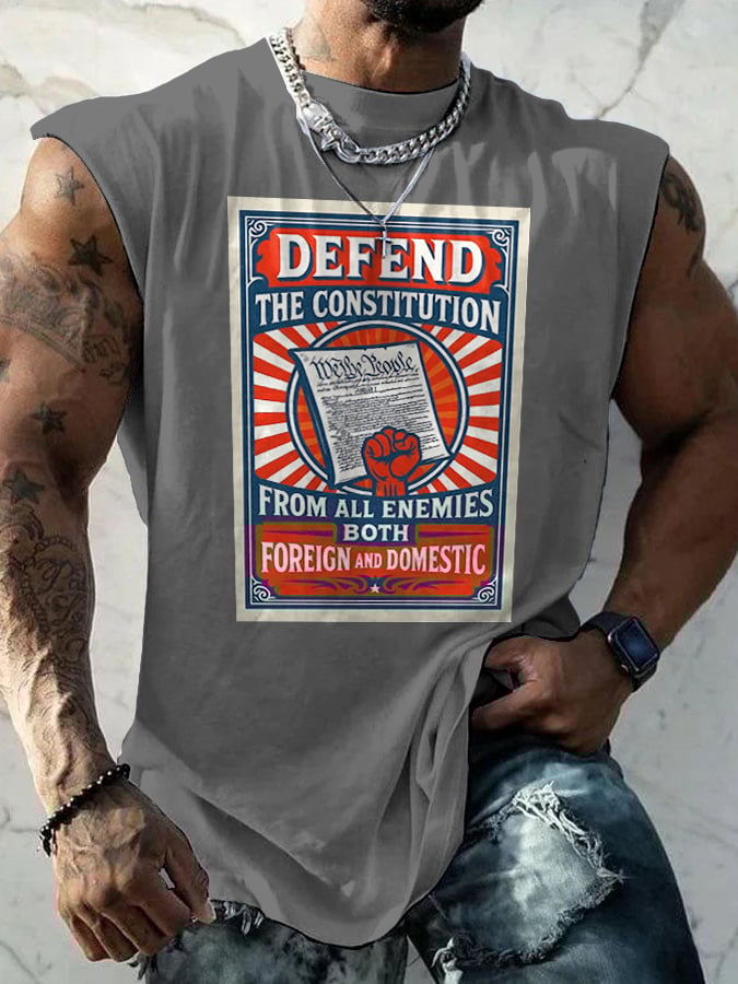 Retro Defend The Constitution From All Enemies Both Foreign And Domestic Print Tops Tank