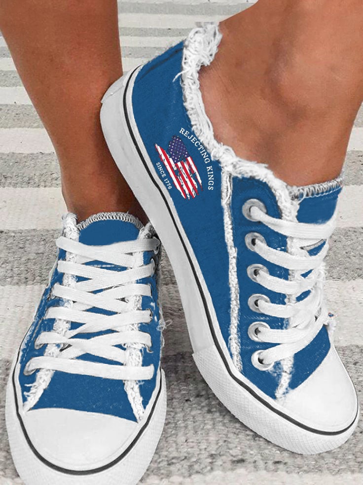 Women's Rejecting Kings Since 1776 Print Printed Canvas Shoes