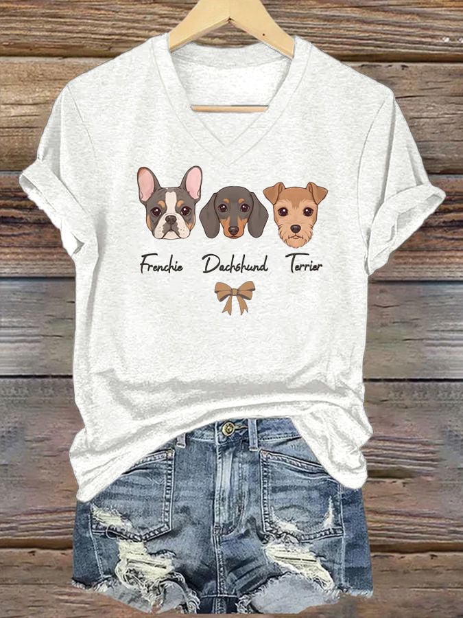 Women's FDT Cute dog Print T-Shirt