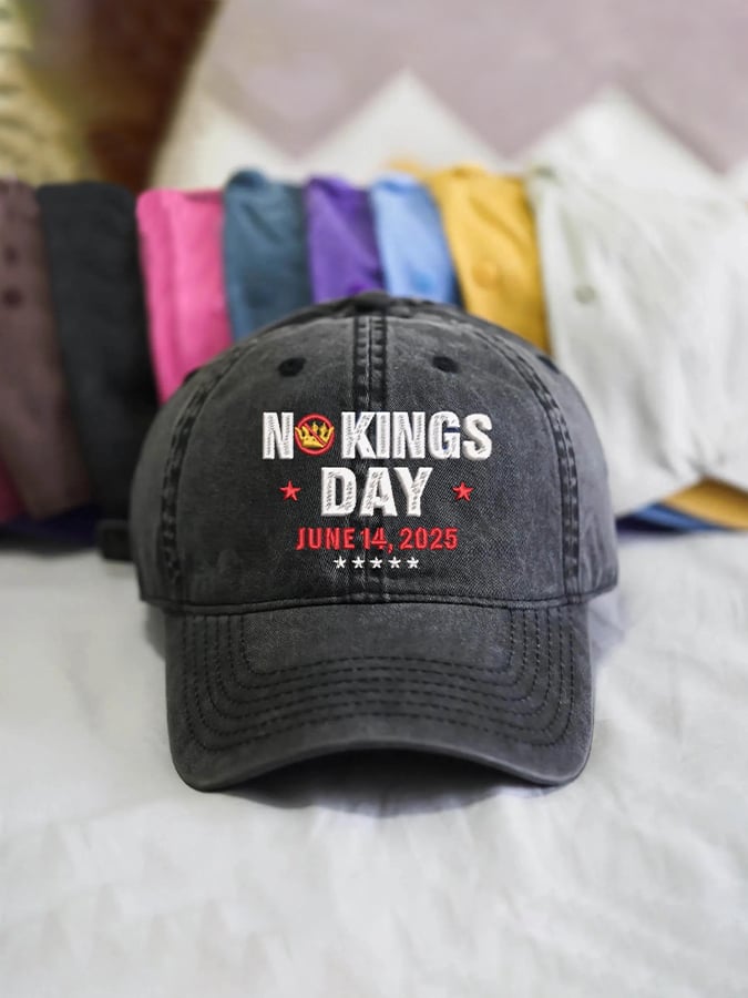 Retro No Kings Day June 14, 2025 Print Baseball Cap