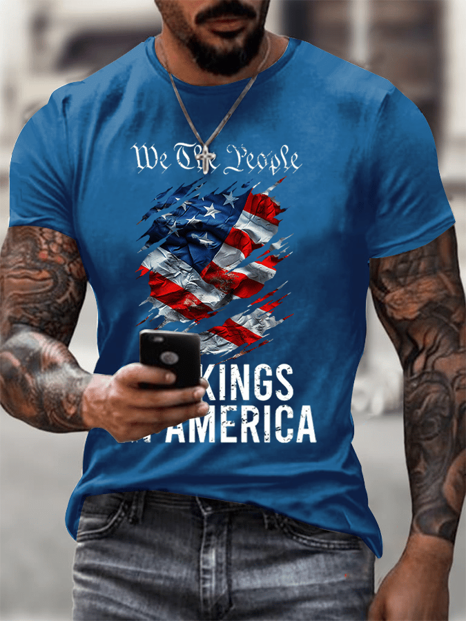Men's Rejecting Kings Since 1776 Printed Casual T-Shirt