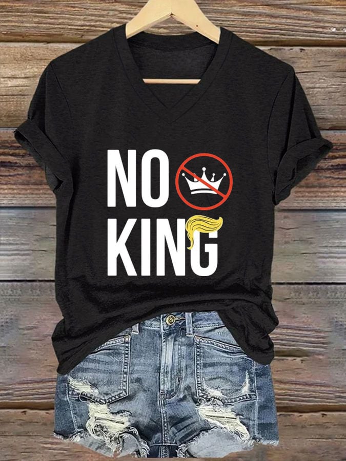 Women's No Kings In America Print Casual T-Shirt