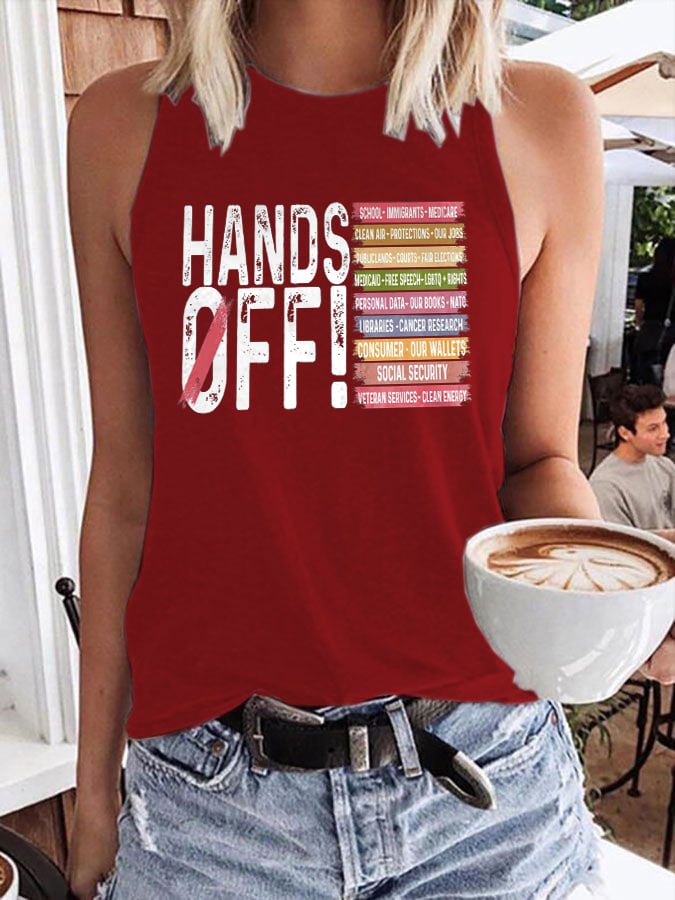 Women's Retro Hands Off Protest Print Tank Top