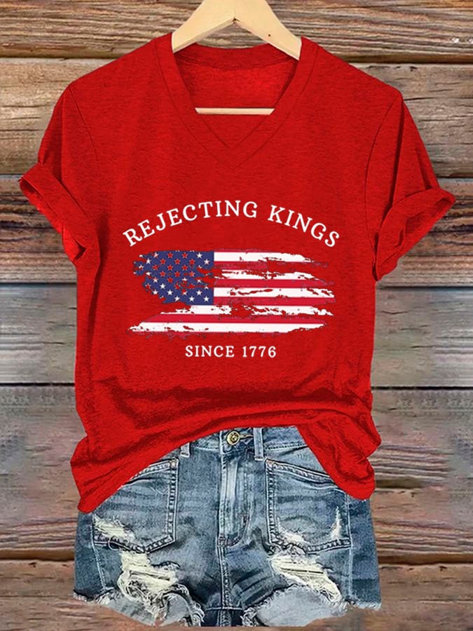 Women's Rejecting Kings Since 1776 Printed Casual T-Shirt