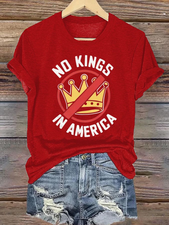 Women's No Kings In America Print Casual T-Shirt