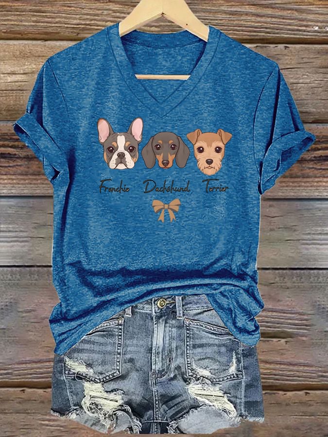 Women's FDT Cute dog Print T-Shirt