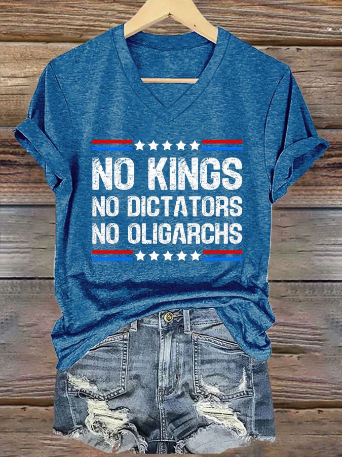 Women's FDT "NO KINGS NO DICTATORS NO OLIGARCHS" Printed Casual T-Shirt