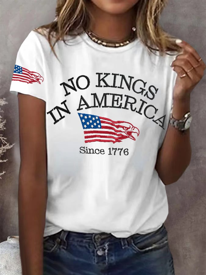 Retro Retro No Kings In America Since 1776 Print T-Shirt