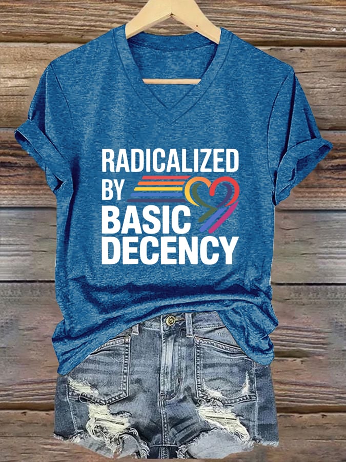 Women's FDT “RADICALIZED BY BASIC DECENCY” Print Casual T-Shirt