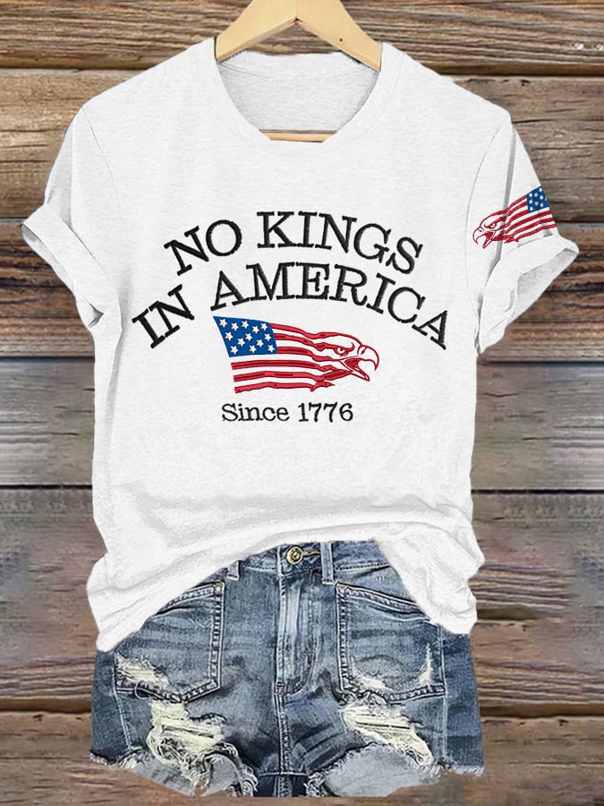 Retro No Kings In America Since 1776 Print T-Shirt