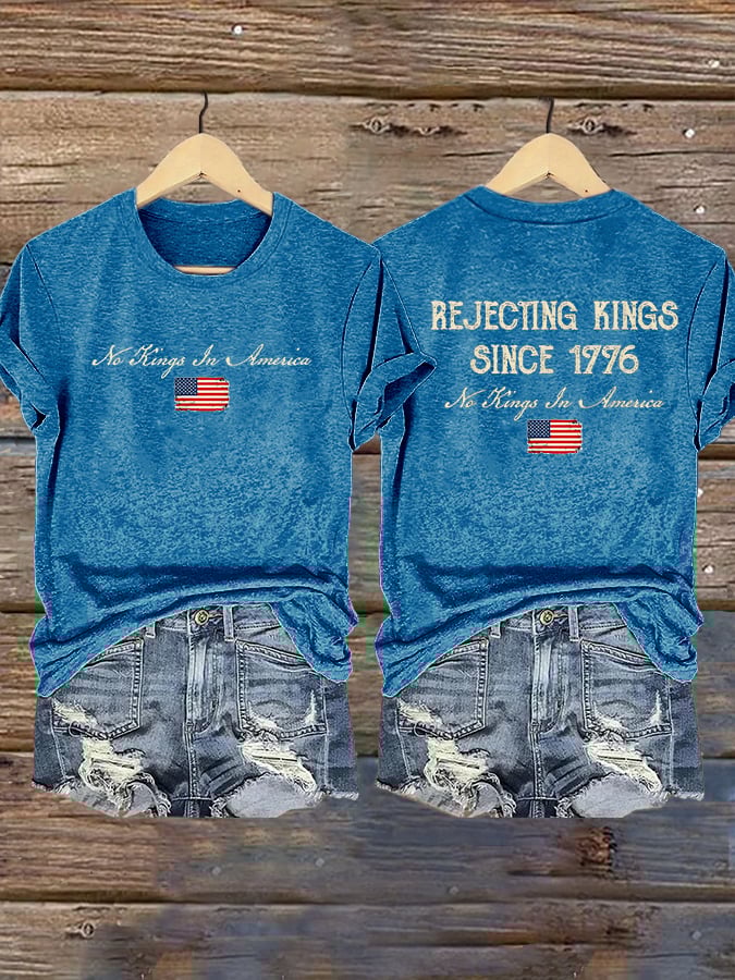 Women's FDT REJECTING KINGS SINCE 1776 Printed Casual T-shirt