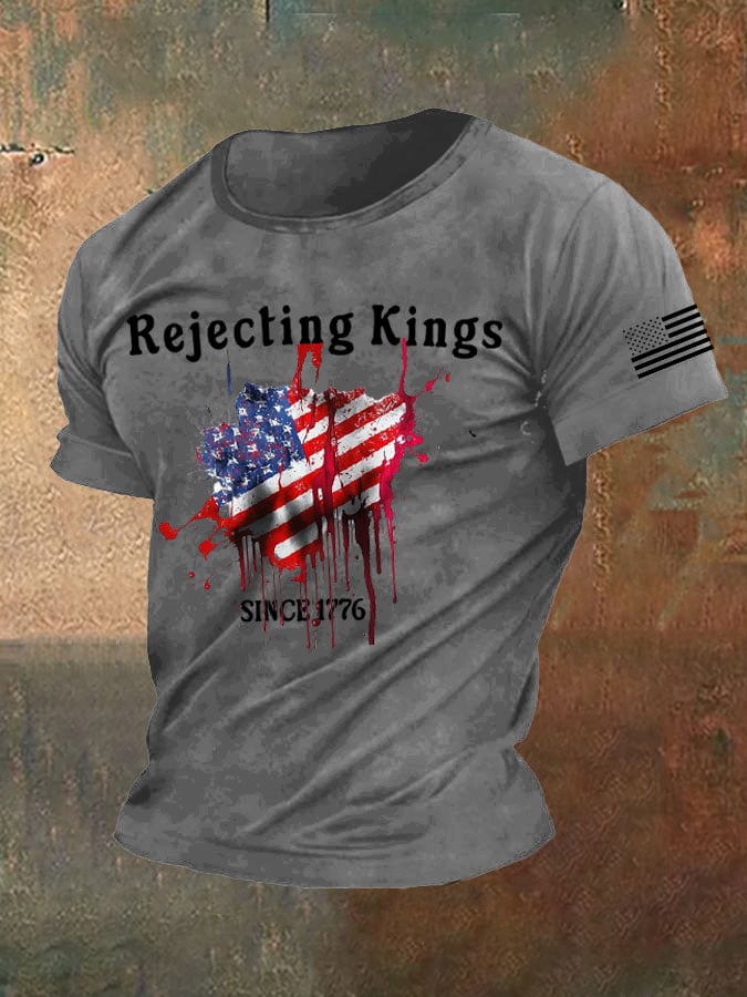 Men's Rejecting Kings Since 1776 Printed Casual T-Shirt
