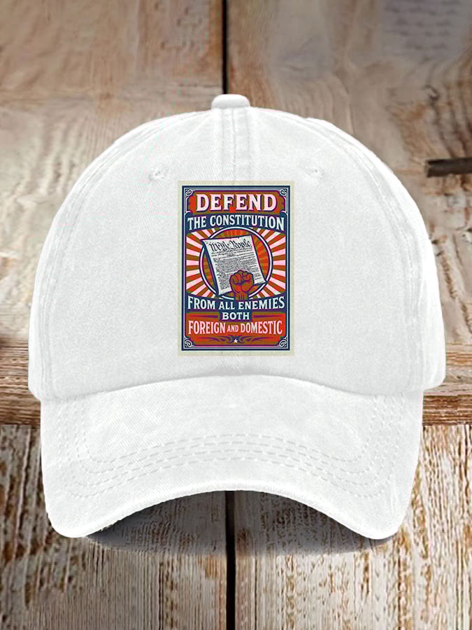 Retro Defend The Constitution From All Enemies Both Foreign And Domestic Print Baseball Cap