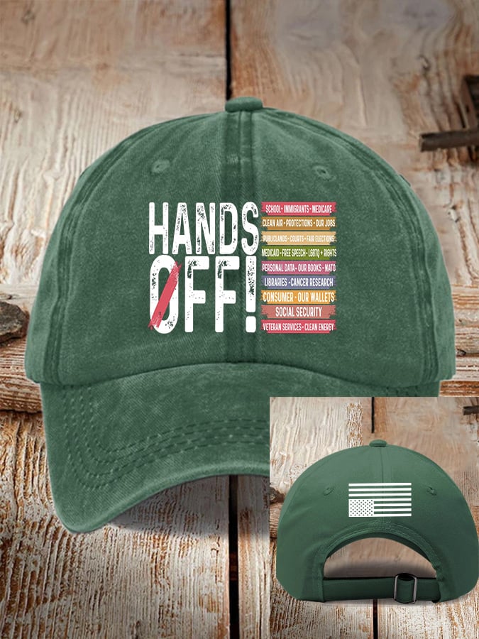Unisex Retro Hands Off Protest Printed Baseball Cap