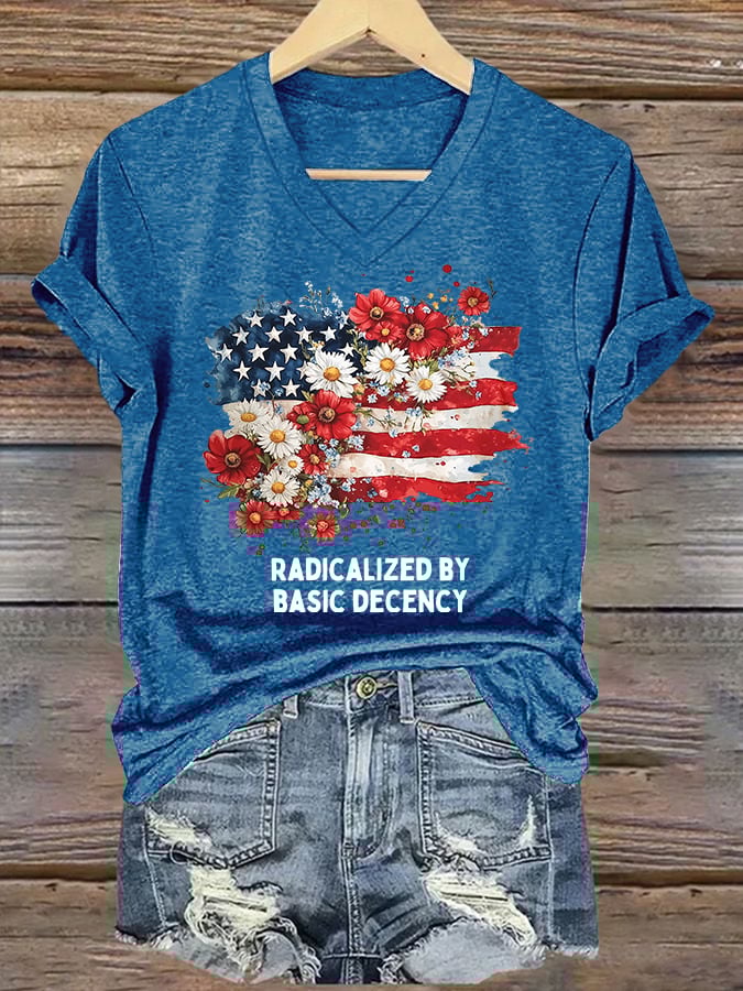 Women's Fashion Casual Radicalized By Basic Decency Printed Fdt Short-Sleeved T-Shirt