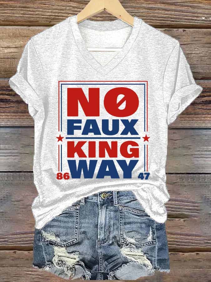 Women's Retro No Faux King Way 8647 Print T-Shirt