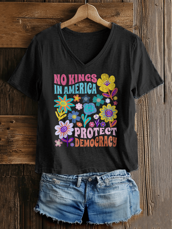 Women's No Kings In America Printed Casual T-Shirt