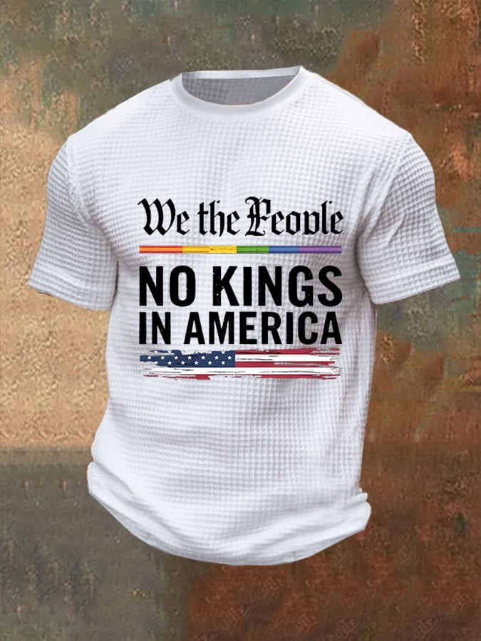 Men's Fashion Casual American Kingless Printed Waffle T-Shirt