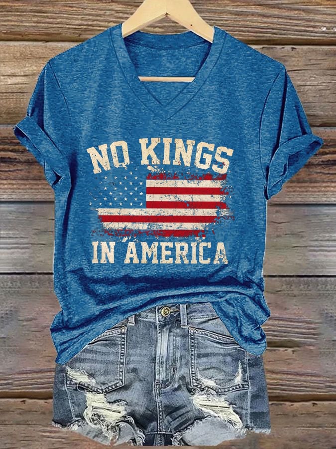 Women's No Kings In America Print Casual T-Shirt