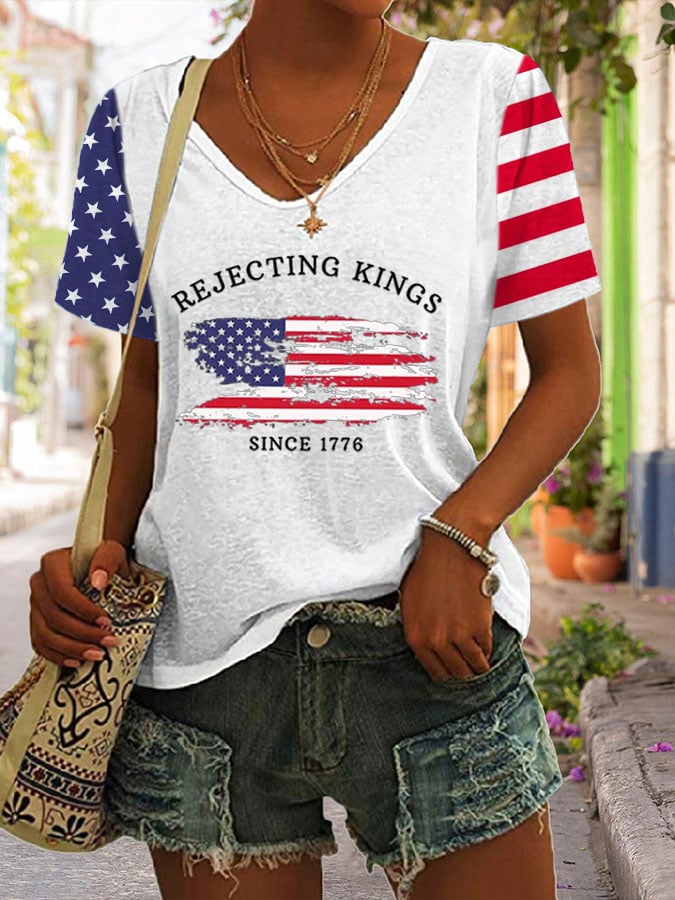 Women's Rejecting Kings Since 1776 Print Short Sleeve T-Shirt