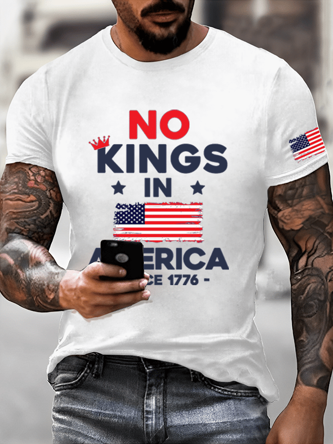 Men's No King In America Printed Casual T-Shirt