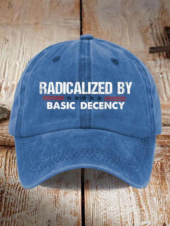 Unisex washed Radicalized by Basic Decency printed hat