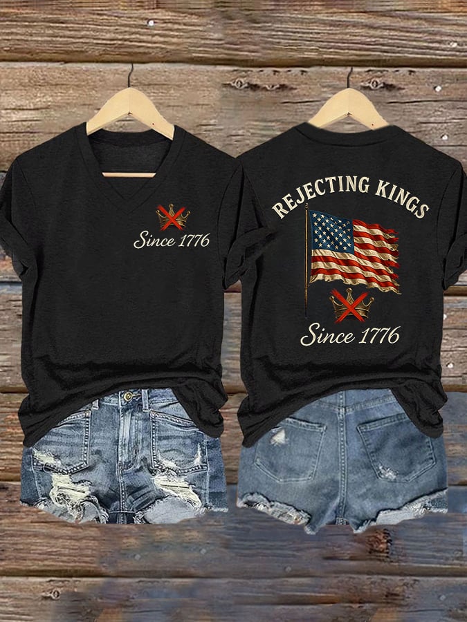 Women's FDT REJECTING KINGS SINCE 1776 Printed Casual T-shirt