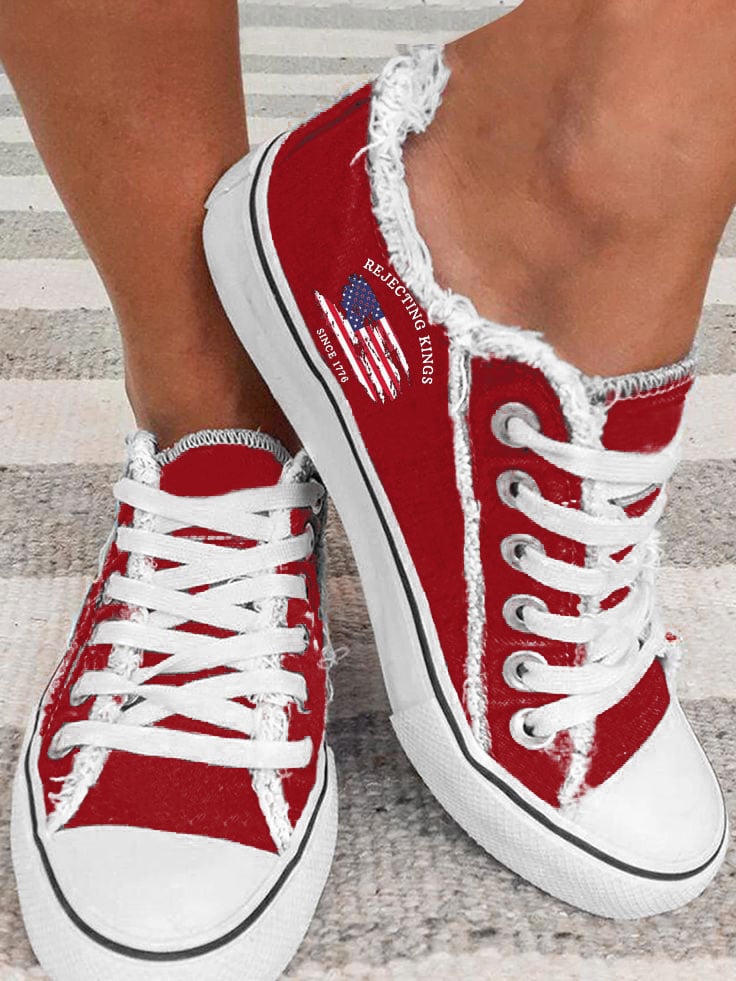 Women's Rejecting Kings Since 1776 Print Printed Canvas Shoes