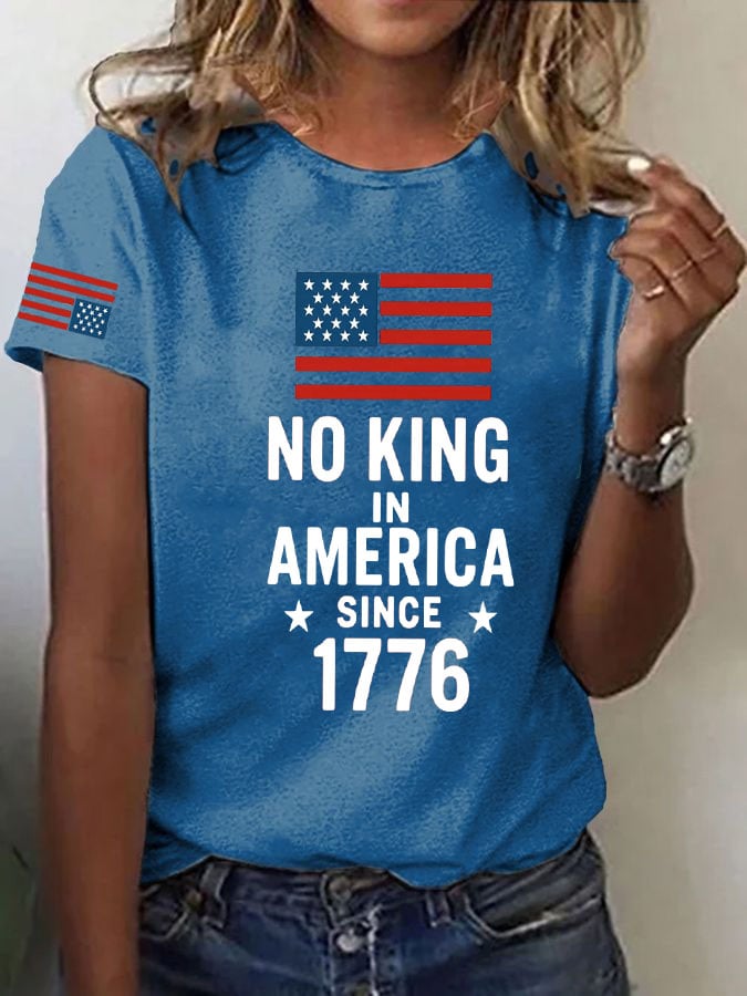 Women's No Kings In America Print Casual T-Shirt