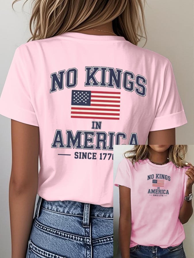 Women's casual retro reject the king print T-shirt