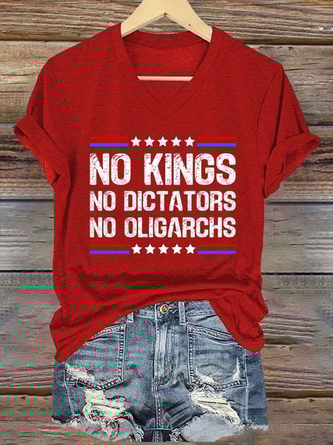 Women's FDT "NO KINGS NO DICTATORS NO OLIGARCHS" Printed Casual T-Shirt
