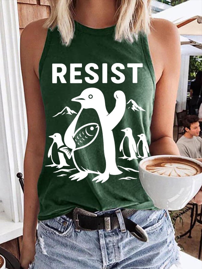 Women's Penguins Resist Print Tank Top