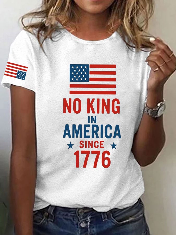 Women's No Kings In America Print Casual T-Shirt