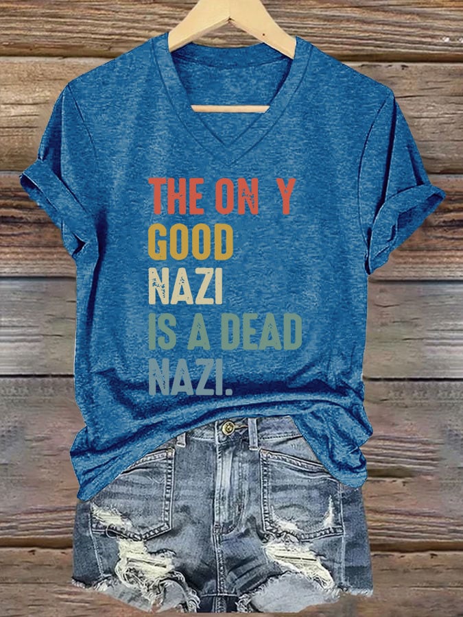 Women's Casual Fashion Today Is A Good Day To Fight The Nazis Printed T-Shirt