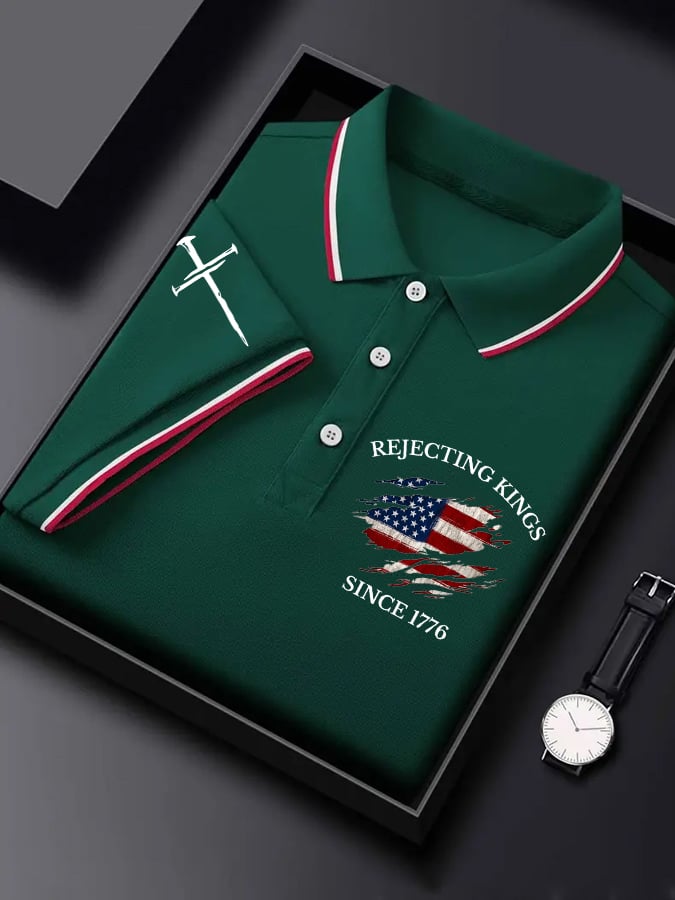 Men's “Rejecting Kings Since 1776” Print Casual Polo