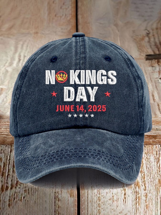 Retro No Kings Day June 14, 2025 Print Baseball Cap