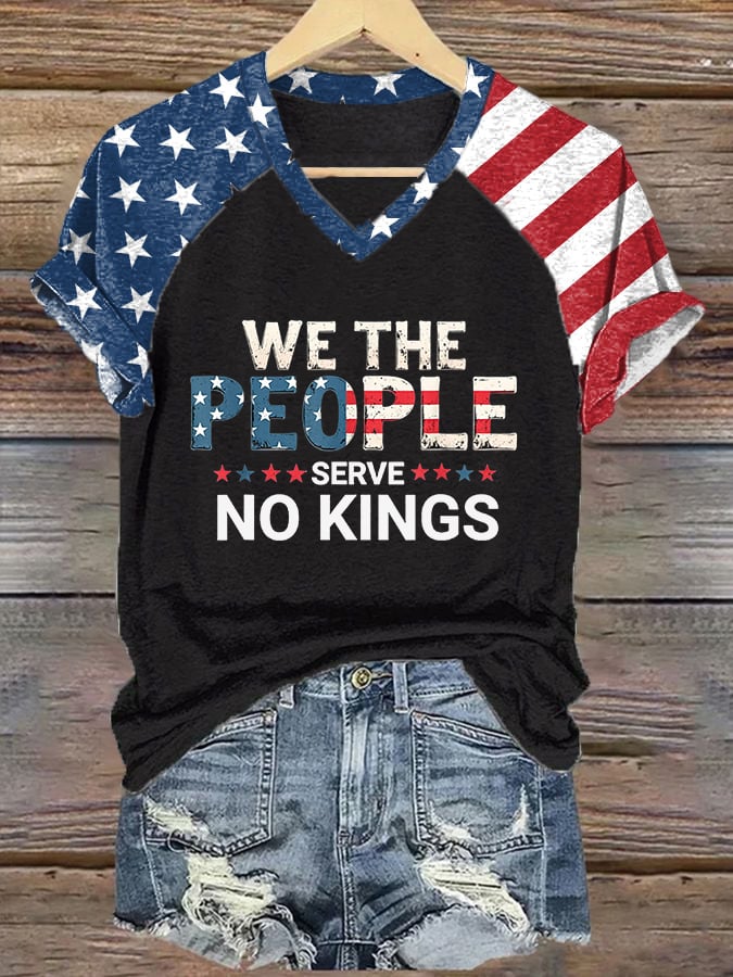 Women's We The People Serve No Kings  Printed Casual T-Shirt