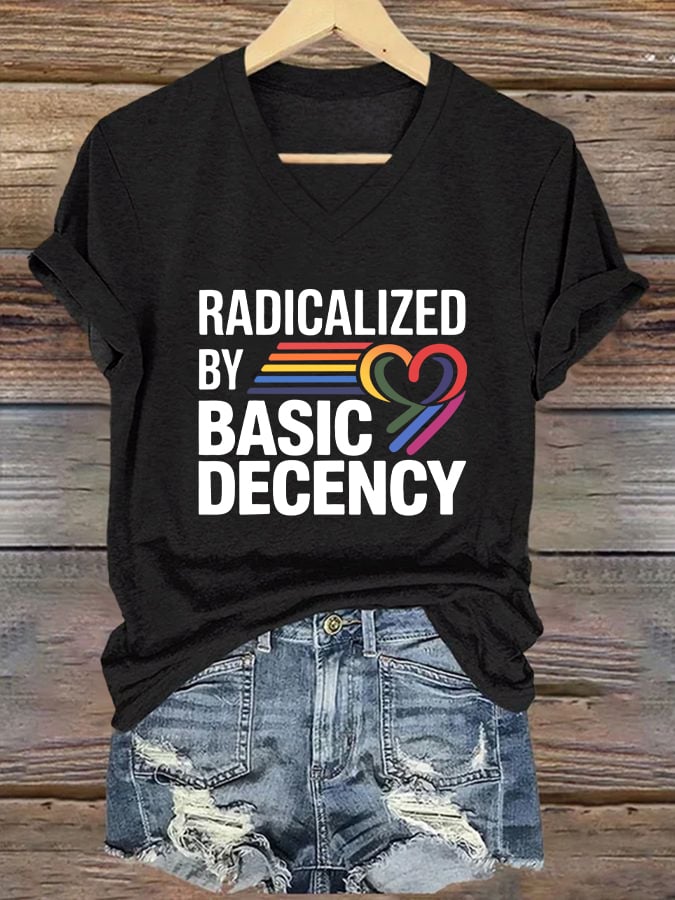 Women's FDT “RADICALIZED BY BASIC DECENCY” Print Casual T-Shirt