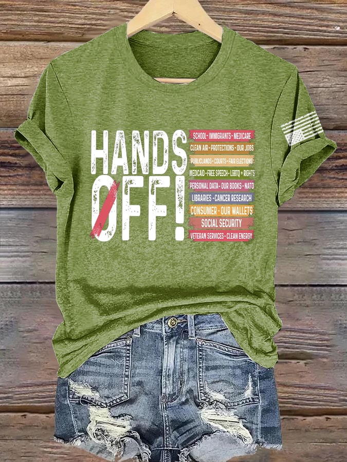 Women's Retro Hands Off Protest Print T-Shirt