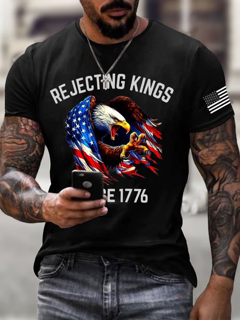 Men's Rejecting Kings Since 1776 Printed Casual T-Shirt