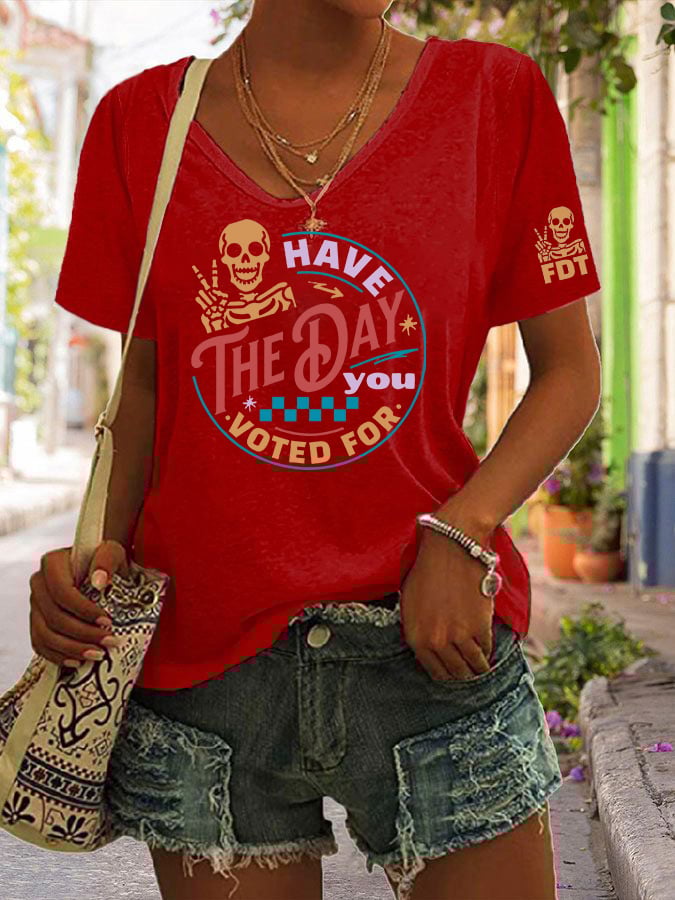 Women's Fashion Casual Own Your Vote FDT Printed T-shirt