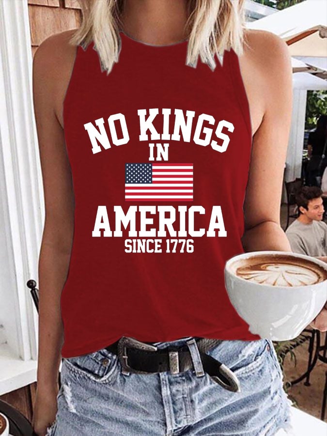 Women's No King in America Print Crew Neck Tank Top