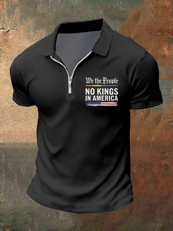 Men's Fashion Casual American Kingless Print Waffle Polo