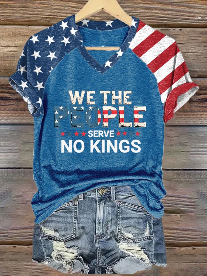 Women's We The People Serve No Kings  Printed Casual T-Shirt
