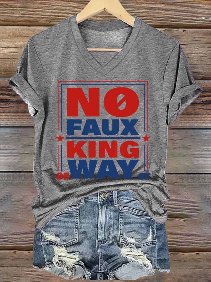 Women's Retro No Faux King Way 8647 Print T-Shirt