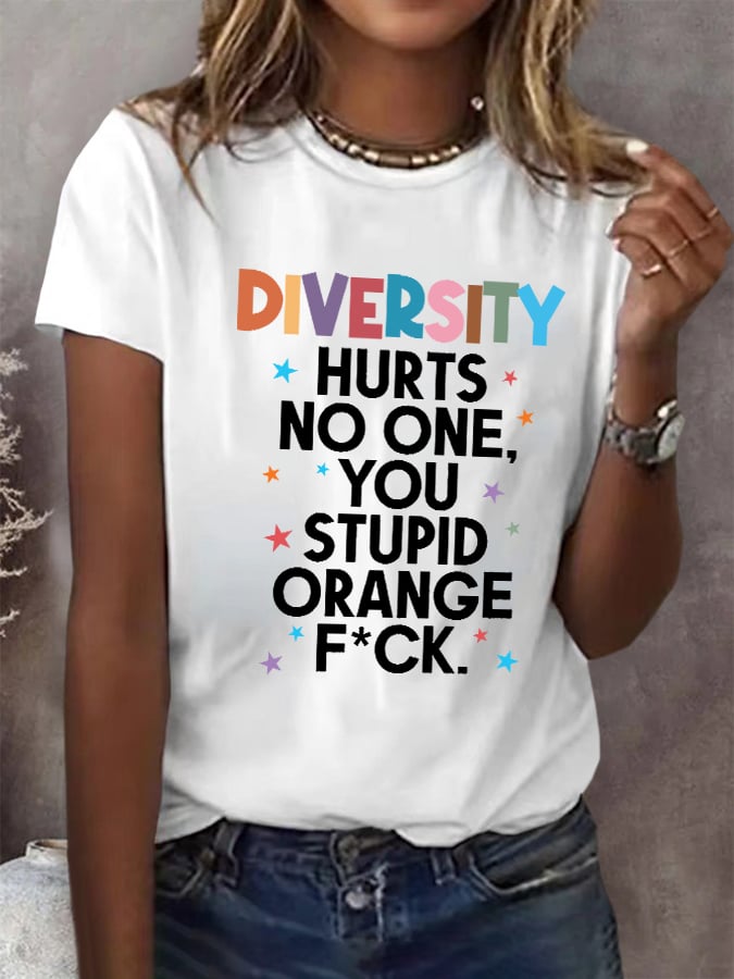 Women's Casual Diversity No One Got Hurt You Orange Bastard Print T-Shirt