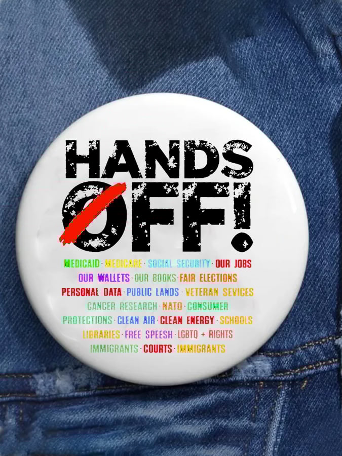 Hands Off Protest Brooch
