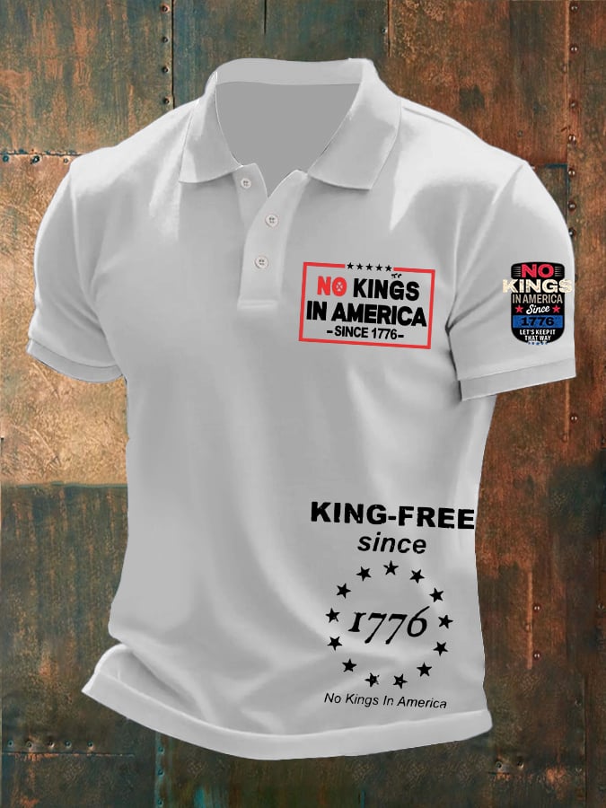 Men'S No Kings In America Print Polo Shirt