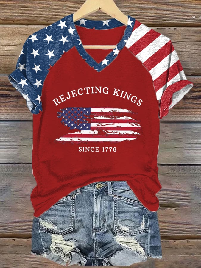 Women's Rejecting Kings Since 1776 Printed Casual T-Shirt