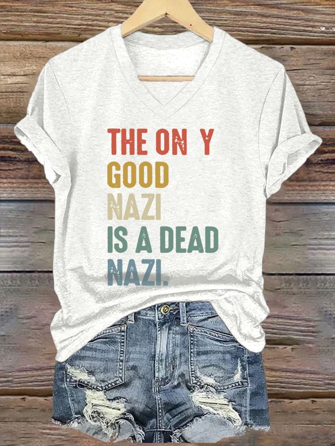Women's Casual Fashion Today Is A Good Day To Fight The Nazis Printed T-Shirt